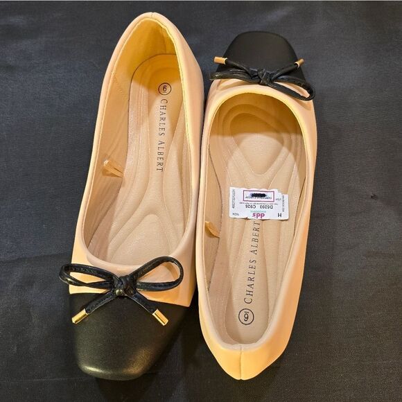 BRAND NEW CHARLES ALBERT TWO TONE BALLET BOWNOT FLAT SHOE - Picture 5 of 16